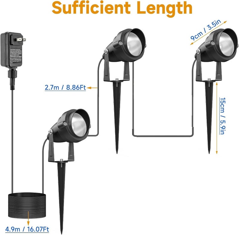 Bolusmll أضواء سبوت لايت RGB وبيضاء دافئة مع مؤقت، 15 واط تحكم فردي لأضواء الهالوين الخارجية، سبوت لايت مقاوم للماء IP65 لتنسيق الحدائق، 3 أضواء - Image 5